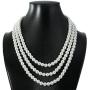 Kalse 3 Strands 4mm Simulated Pearl Choker Chunky Bib Necklace 17 18 19 inch