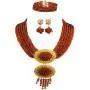 acuzv 6 Rows African Necklaces for Women Nigerian Beads Jewelry Set Wedding Bridal Party Jewelry Sets