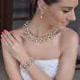 EVER FAITH Austrian Crystal Bridal Ivory Color Simulated Pearl Leaf Luxury Necklace Earrings Bracelet Set
