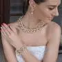 EVER FAITH Austrian Crystal Bridal Ivory Color Simulated Pearl Leaf Luxury Necklace Earrings Bracelet Set EVER FAITH Austrian Crystal Bridal Ivory Color Simulated Pearl Leaf Luxury Necklace Earrings Bracelet Set