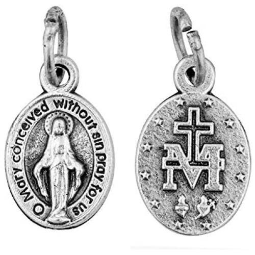 10 Pack Miraculous Mary Charms for Bracelet Necklace etc. | ½'' Genuine Italian Miraculous Medal Pendant | Simple and Detailed Pendant | Christian Jewelry