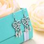 S925 Sterling Silver Dream Catcher Feather Forever Love Heart Earrings Gift for Women Girls
