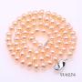JYX Pearl Pink Pearl Necklace Set AA+ 6-7mm Natural Freshwater Cultured Pearl Necklace Bracelet and Earrings Set for Women