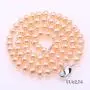 JYX Pearl Pink Pearl Necklace Set AA+ 6-7mm Natural Freshwater Cultured Pearl Necklace Bracelet and Earrings Set for Women