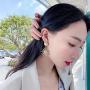 Temperament Zircon Sun Moon Stars Asymmetric Drop Dangle Earrings for Women Jewelry Fashion Metal Sunflower Inlaid Pearl Stud Earrings