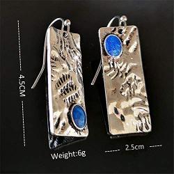 D.Rosse Unique Handmade Bohemian Enamel Vintage Silver Bar Dangle Earrings Chic Colorful Geometric Square Drop Earrings for Women Statement Jewelry