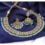 SANARA Traditional Indian Bollywood Gold Plated Stone Made Pearl Choker Necklace Earring Set Women Wedding Wear Jewelry