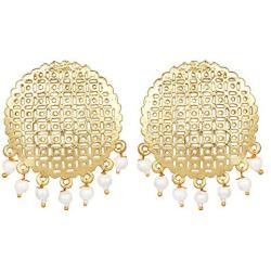 Aheli Ethnic Wedding Wear Round Shape Dangle Earrings Maroon Colored Beads Tassel Indian Fashion Jewelry for Women Girls