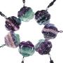 Nupuyai Rainbow Fluorite Crystal Pendant Necklace for Women Men, Hand Carved Healing Stone Jewelry Adjustable Braided Cord 18'' - 25''