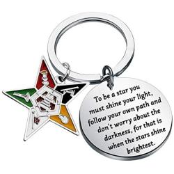 BAUNA OES Sorority Gifts Order of The Eastern Star Keychain to Be A Star You Must Shine Your Light Masonic Jewelry for Her