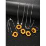 Chuangdi 5 Pieces Totally Sunflower Shape Necklace Drop Petal Pendant Necklace with Faux Pearl, Sunflower Bracelet Earrings Ring for Women Jewelry Accessories