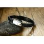 XUANPAI Personalized Custom Medical Alert Emergency Braided Leather Wristband ICE ID Bracelet for Men Boys
