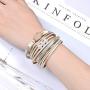 COLORFUL BLING Women Multilayer Leather Wrap Bracelet Handmade Wristband Beads Cuff Bangle with Magnetic Buckle Jewelry for Ladies-Beige