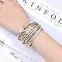 COLORFUL BLING Women Multilayer Leather Wrap Bracelet Handmade Wristband Beads Cuff Bangle with Magnetic Buckle Jewelry for Ladies-Beige