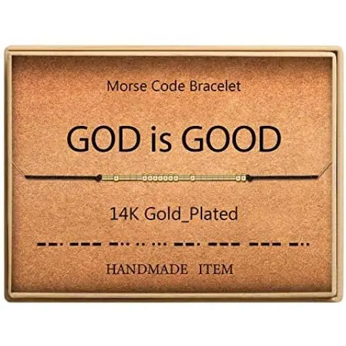Morse Code Bracelet 14k Gold Plated Beads on Silk Cord Secret Message GOD is Good Bracelet Gift Jewelry for Her Morse Code Bracelet 14k Gold Plated Beads on Silk Cord Secret Message GOD is Good Bracelet Gift Jewelry for Her