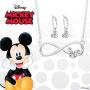 Disney Mickey Mouse Silver Plated Infinity Necklace and Hoop Earring Set; Jewelry for Women
