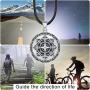 Compass Necklace for Men, S925 Sterling Silver Pendant''Compass of Life'' Men Jewelry Gifts with Leather Rope length 22inch (56cm)