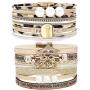 Wovanoo Leather Wrap Bracelet for Women Graduation Gifts 2pcs Multilayer Magnetic Buckle Cuff Bracelet 2021 School Graduation Birthday Gift for Her