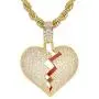 TSANLY Broken Heart Pendant Necklace Hip Hop CZ Fully Iced Out Bling CZ Diamond 24K White Gold Plated with 24'' Stainless Rope Chain TSANLY Broken Heart Pendant Necklace Hip Hop CZ Fully Iced Out Bling CZ Diamond 24K White Gold Plated with 24'' Stainless Rope Chain