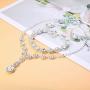LOYALLOOK Bridal Rhinestone Teardrop Statement Necklace Bracelets and Dangle Earrings Jewerry Sets for Proms Weddings