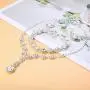 LOYALLOOK Bridal Rhinestone Teardrop Statement Necklace Bracelets and Dangle Earrings Jewerry Sets for Proms Weddings