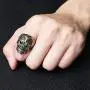 HZMAN Biker Cool Sugar Skull Rings for Men Women, Ruby Eyes Stainless Steel Day of The Dead Gothic Cross Jewelry HZMAN Biker Cool Sugar Skull Rings for Men Women, Ruby Eyes Stainless Steel Day of The Dead Gothic Cross Jewelry