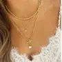 Blufly Layered Boho Lock Star Pendant Necklaces Gold Bar Circle Round Chunk Necklace Chain Toggle Beaded Choker Necklaces Sweater Necklaces Jewelry for Women and Girls