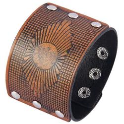Bfiyi Punk Leather Cuff Bracelets Adjustable Strap Wrap Bracelet Wide Cuffs Bangle Leather Wristband for Men, Women