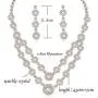 LOYALLOOK Rose Gold Silver Tone Bridal Crystal Bridal Jewelry Set for Women 2-Row Rhinestone Necklace Earrings Bracelet Set Prom Wedding Fashion Jewelry LOYALLOOK Rose Gold Silver Tone Bridal Crystal Bridal Jewelry Set for Women 2-Row Rhinestone Necklace Earrings Bracelet Set Prom Wedding Fashion Jewelry