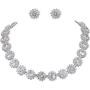 EVER FAITH Elegant Star Round Prong CZ Birthstone Necklace Earrings Set