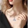POPLYKE Celtic Knot Necklace for Women Sterling Silver Created Blue Opal Pendant Irish Infinity Love Jewelry Gifts for Girls