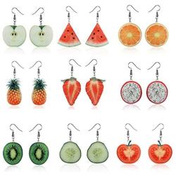 ZRosse 9 PCS Summer Food Fruit Drop Earrings for Women Girls Acrylic Funny Cute Fruit Style Earrings Jewelry
