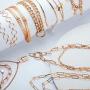 Hicarer 9 Pieces Gold Chain Necklace Sets Gold Layered Chain Necklace Boho Pendant Choker Paperclip Lock Coin Chunky Link Chain Jewelry for Women Girls
