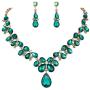 BriLove Womens Wedding Bridal Crystal Teardrop Cluster Statement Necklace Dangle Earrings Set