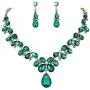 BriLove Womens Wedding Bridal Crystal Teardrop Cluster Statement Necklace Dangle Earrings Set