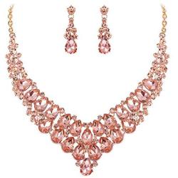 EVER FAITH Womens Wedding Jewelry Set Stunning Rhinestone Crystal Teardrop Bridal Necklace Earrings Set