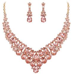 EVER FAITH Womens Wedding Jewelry Set Stunning Rhinestone Crystal Teardrop Bridal Necklace Earrings Set