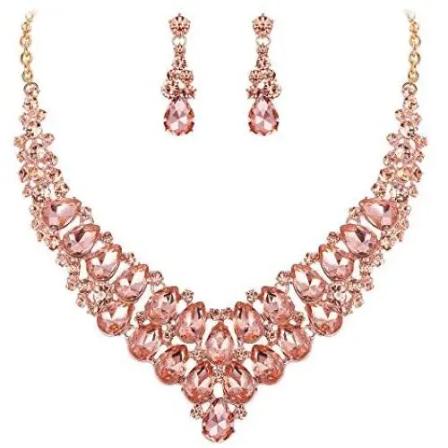 EVER FAITH Womens Wedding Jewelry Set Stunning Rhinestone Crystal Teardrop Bridal Necklace Earrings Set EVER FAITH Womens Wedding Jewelry Set Stunning Rhinestone Crystal Teardrop Bridal Necklace Earrings Set