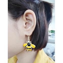 NOUMANDA Gold Insect Honey Bee Necklace Crystal Bumblebee Pendant Earrings Sets for Women Jewelry