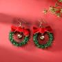 Handmade Christmas Ornament Wreath Earrings,Lightweight Christmas Red Bow Piercing Dangle Earrings,Women/Girls New-Year Gift,Christmas Party Earrings