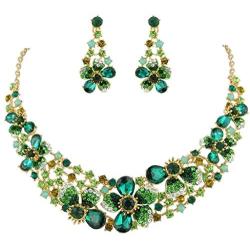 EVER FAITH Austrian Crystal Hibiscus Flower Necklace Earrings Set