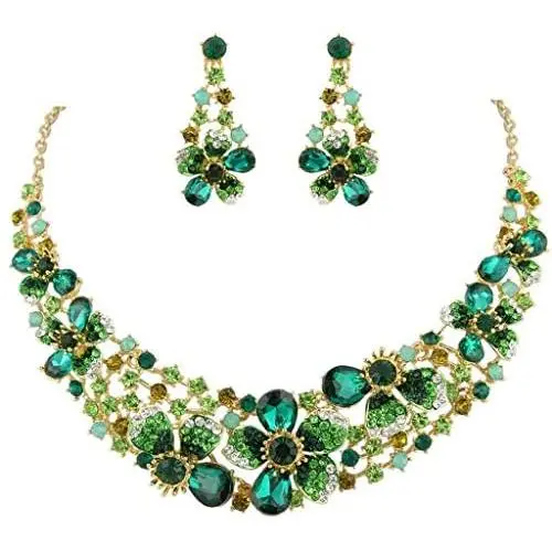 EVER FAITH Austrian Crystal Hibiscus Flower Necklace Earrings Set EVER FAITH Austrian Crystal Hibiscus Flower Necklace Earrings Set