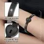 Hicarer 2 Sets Couple Heart Charm Lock Bracelet and Key Necklace Lock Matching Bangle Titanium Steel Couples Jewelry Set for Valentines Day Wedding Anniversary
