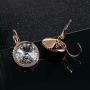Round Swarovski Crystal Halo Drop Leverback Earrings for Women 14K Gold Plated Hypoallergenic Earrings