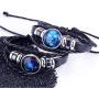 Ding Li Bracelet for Women, Punk Black Woven Leather Rope Bracelet, 12 Constellation Retro Adjustable Bracelets Men and Women