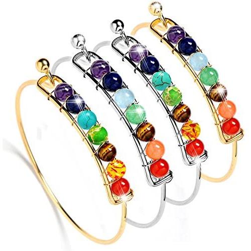 Bling Toman 7 Chakras Bracelet for Women Yoga Healing Bracelets Lava Beaded Bangle Bracelets Girls Diffuser Bracelets 8mm Bead Anxiety Bracelet