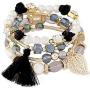 5 PACK Multilayer Bohemian Beaded Bangle Bracelet Crystal Charm Stretch Beach Stack-able Multi-color Boho Bracelets Jewelry Set
