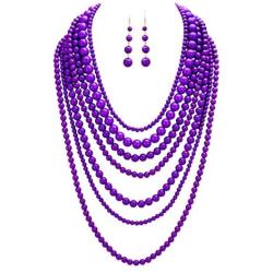 Rosemarie Collections Womens Fashion Jewelry Set Beaded Multi Strand Bib Necklace And Drop Earrings
