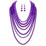 Rosemarie Collections Womens Fashion Jewelry Set Beaded Multi Strand Bib Necklace And Drop Earrings