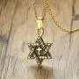 VNOX Messianic Jewish Spiritual Christian Religious Jewelry Stainless Steel Two-Tone Star of David with Cross Pendant Necklace